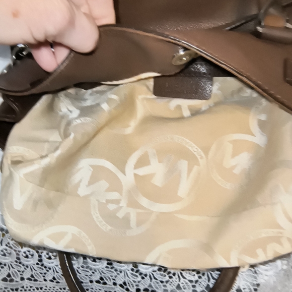 Michael Kors Hamilton Genuine Leather Brown Satchel Shoulder Bag - Picture 11 of 13